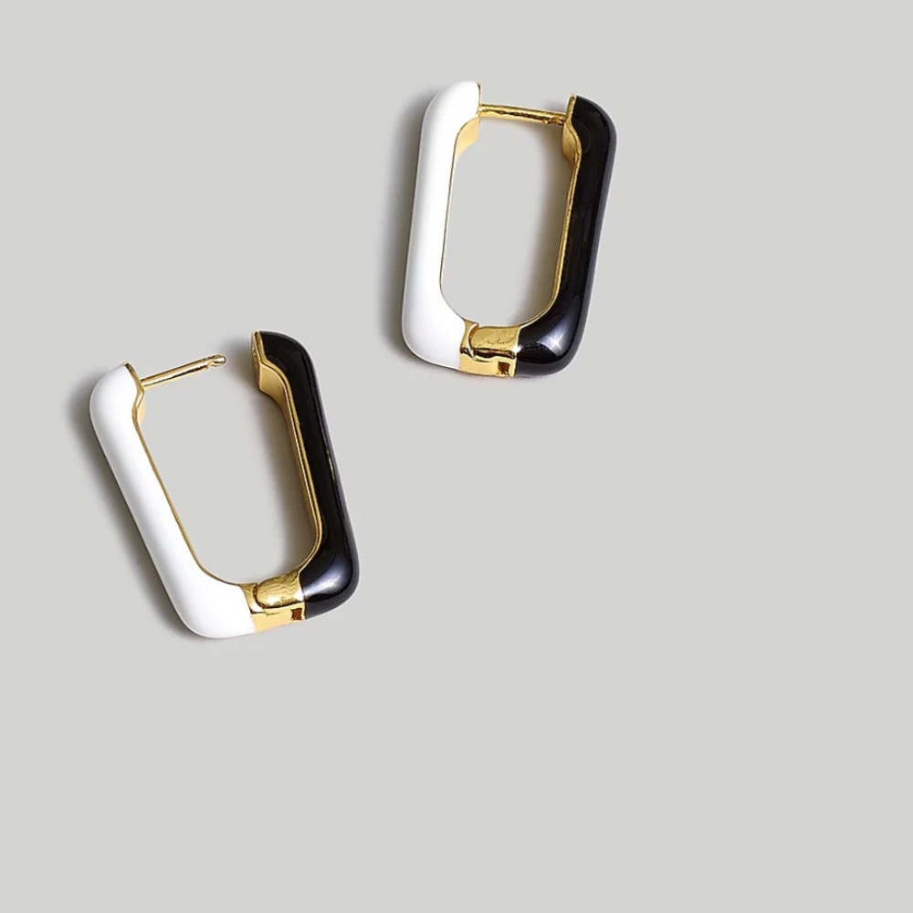 Colorblock Enamel Carabiner Hoop Earrings-sold out!